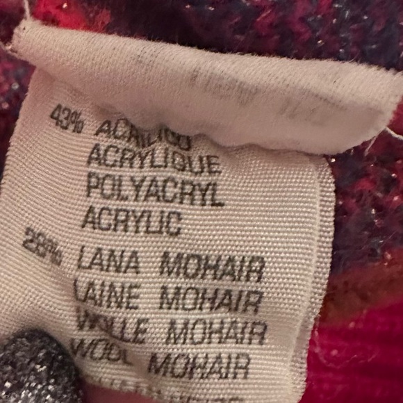 Vintage 1980's Italian Mohair Wool Bright Colored Geometric Long Sleeve Sweater - Picture 14 of 15